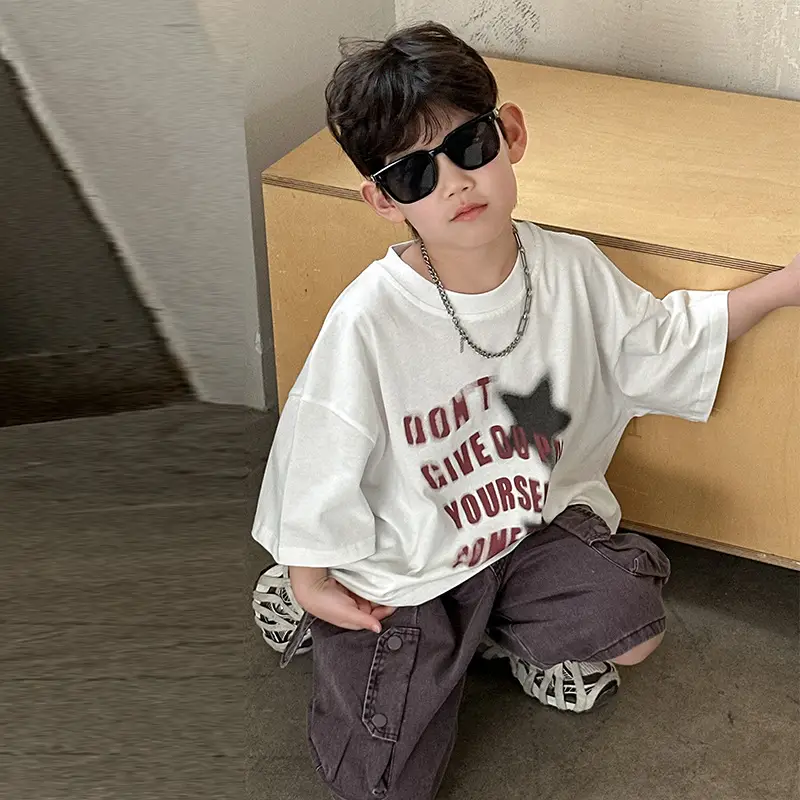 Boys Cotton Printed T-Shirt Shorts Set White — feature 16
