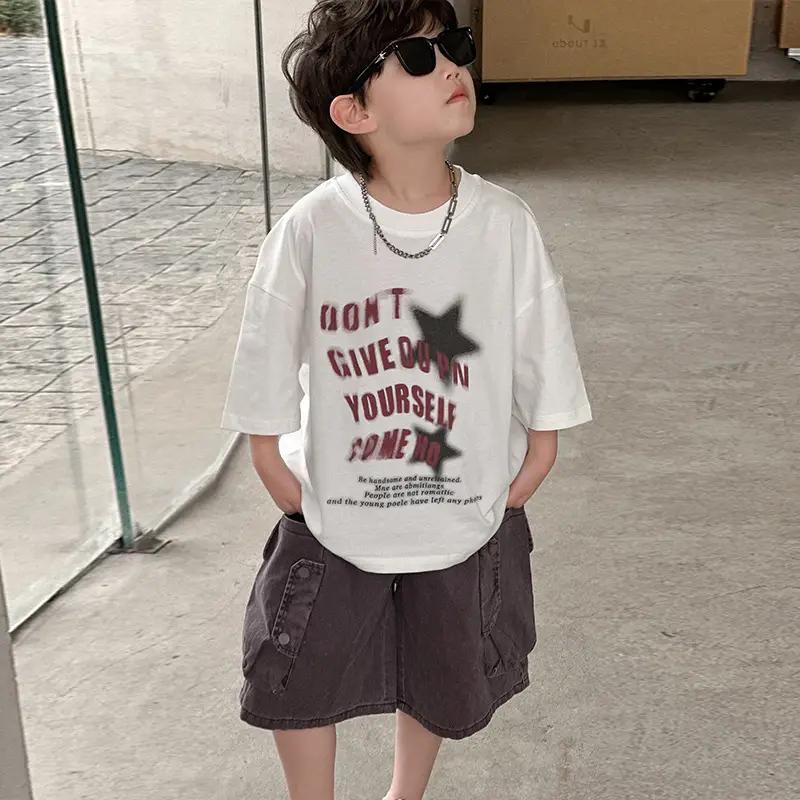 Boys Cotton Printed T-Shirt Shorts Set White — feature 18