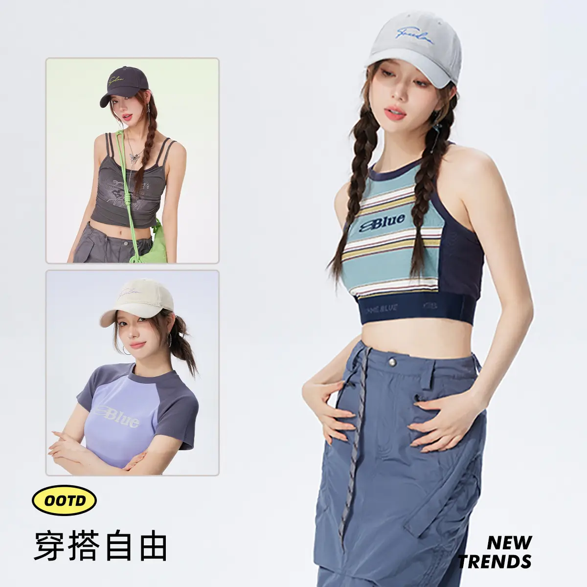 Women's Korean-style Cotton Baseball Cap Large Bristle