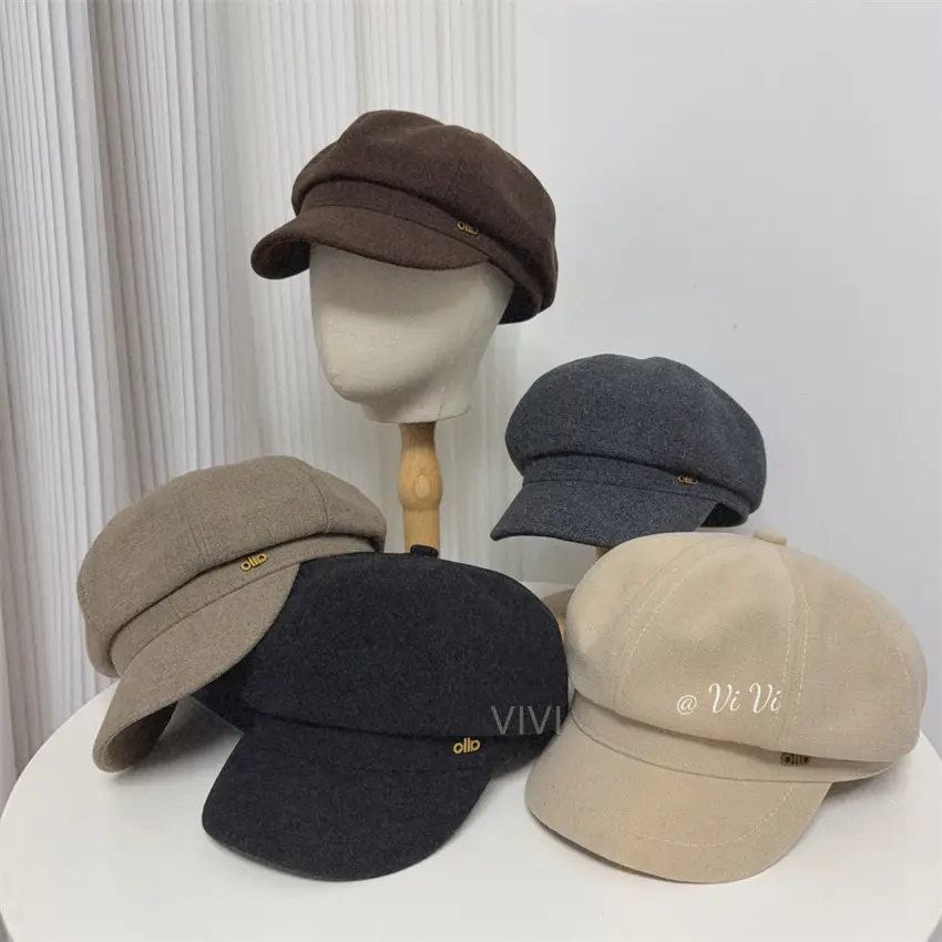Women Woolen Cap Winter Warm Beige - Image 5