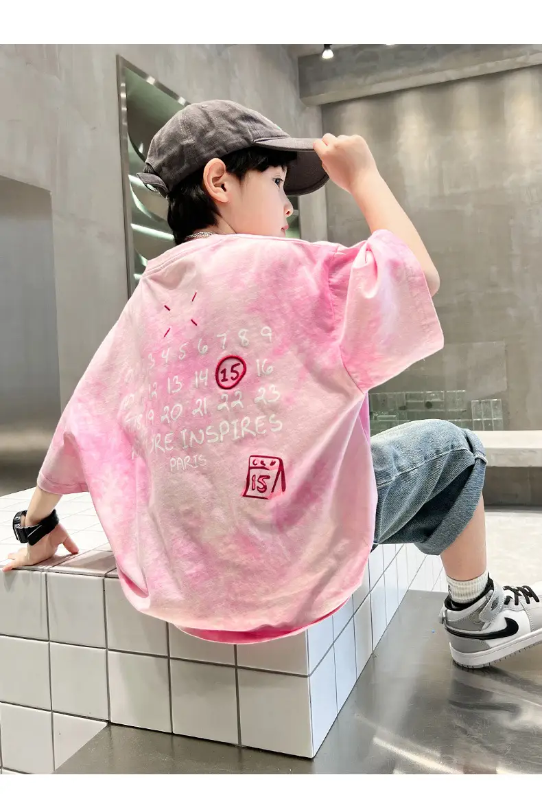 Cotton Tie-dyed Boys Summer Shirt Shorts Set — feature 15