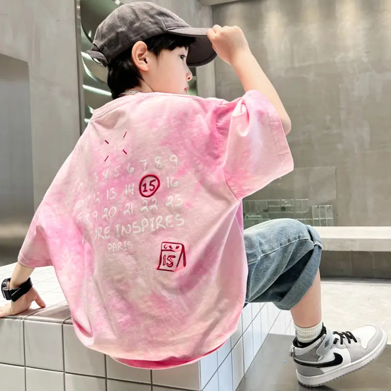 Cotton Tie-dyed Boys Summer Shirt Shorts Set - Image 2