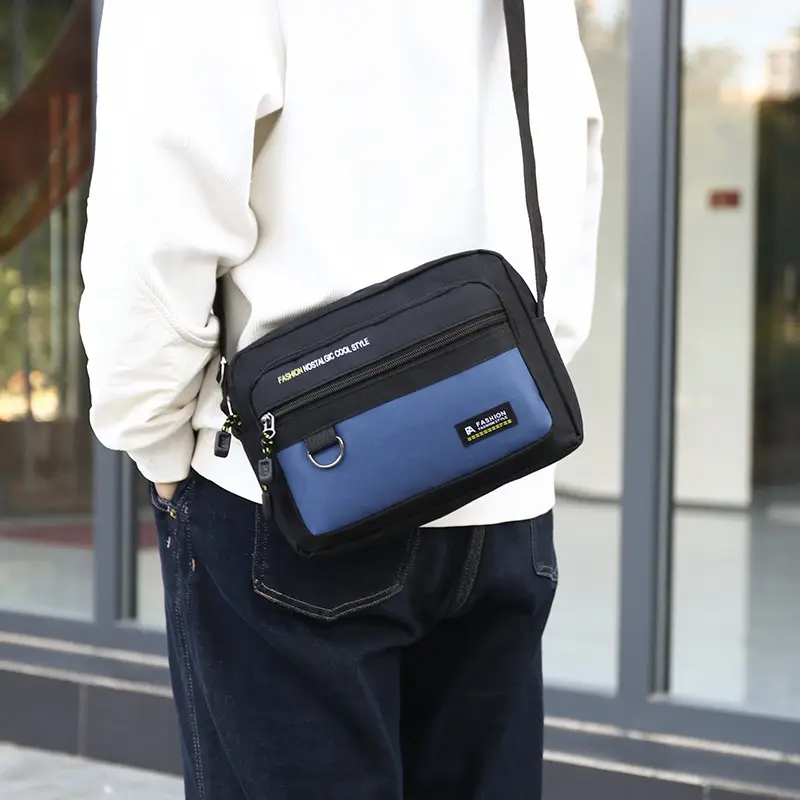 Men's Crossbody Bag with Multi-Layer Storage Black - Image 8