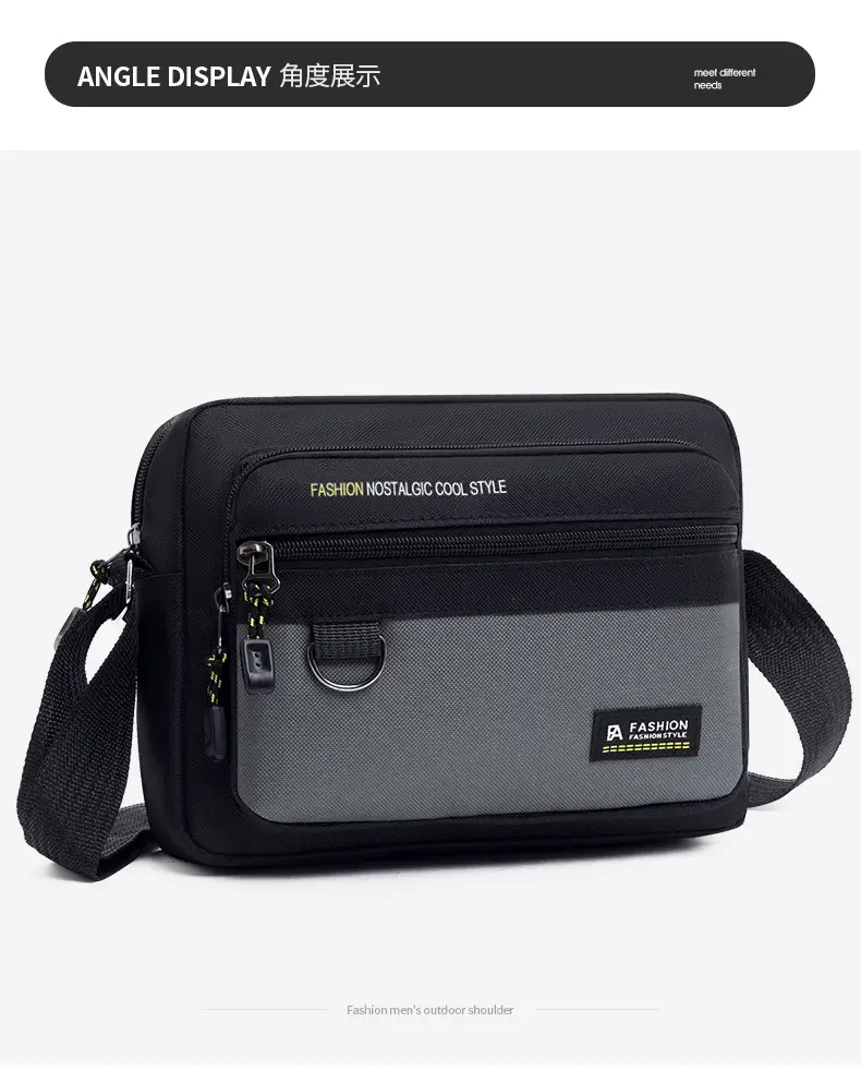 Men's Crossbody Bag with Multi-Layer Storage Black — feature 10