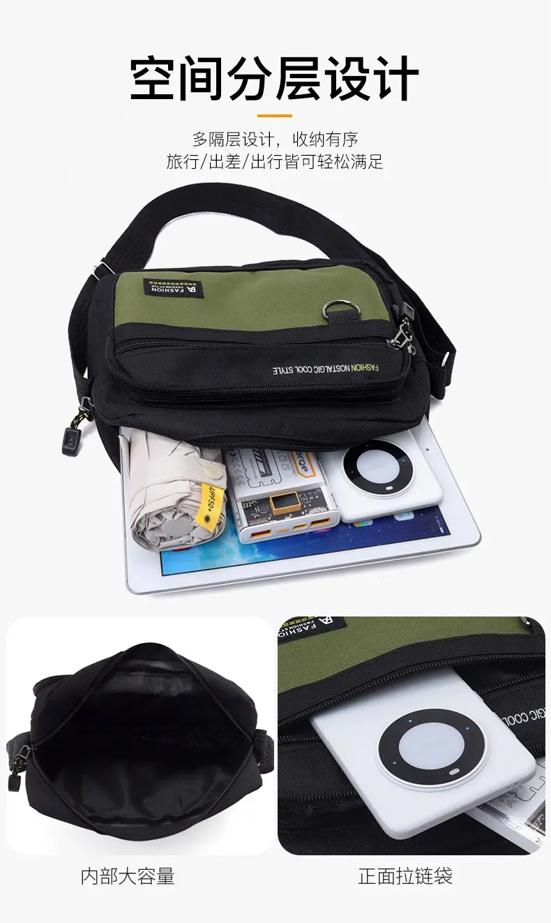 Men's Crossbody Bag with Multi-Layer Storage Black — feature 7