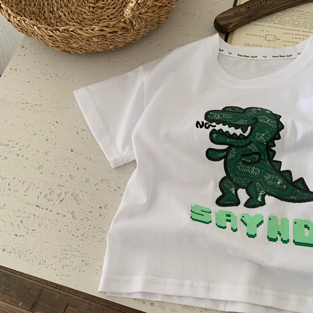 Kids Boys T-Shirt White Dinosaur Graphic 2025 - Image 3