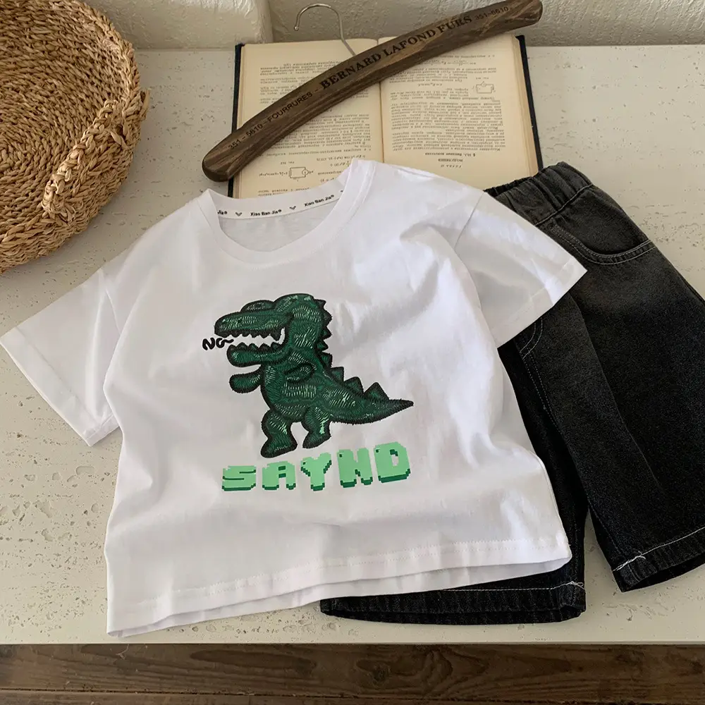 Kids Boys T-Shirt White Dinosaur Graphic 2025 - Image 4