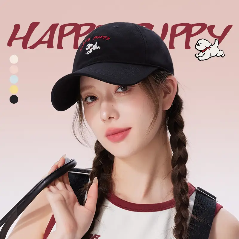 Caucass Puppy Cartoon Cap Black Small - Image 3