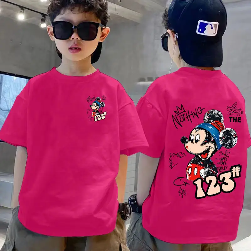 Boys Pink T-Shirt 123 Mickey Summer 2025 Large - Image 5