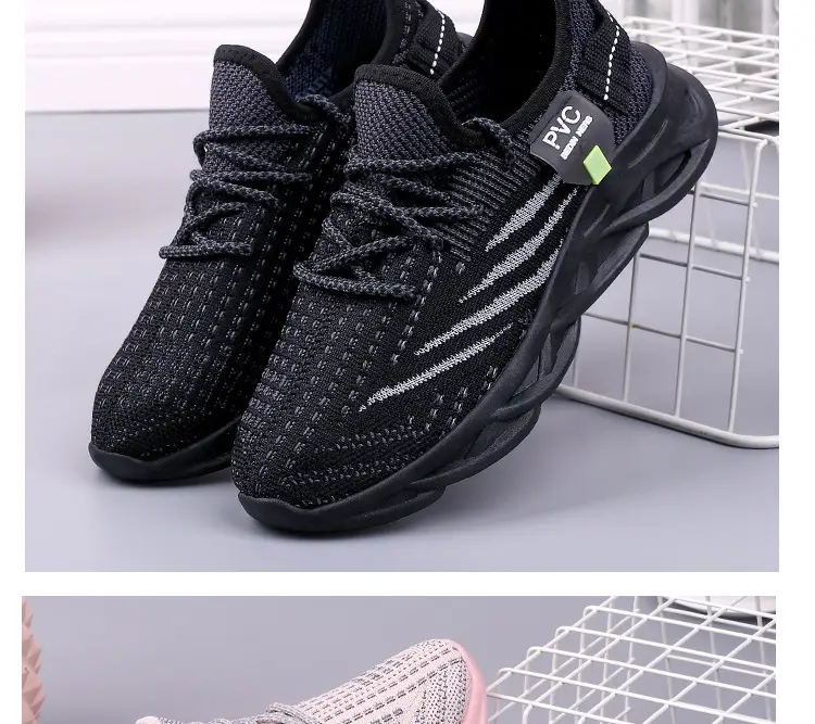 Boxed goods new ladies sneaker fashion running shoes fly woven mesh breathable casual shoes children's shoes — feature 12