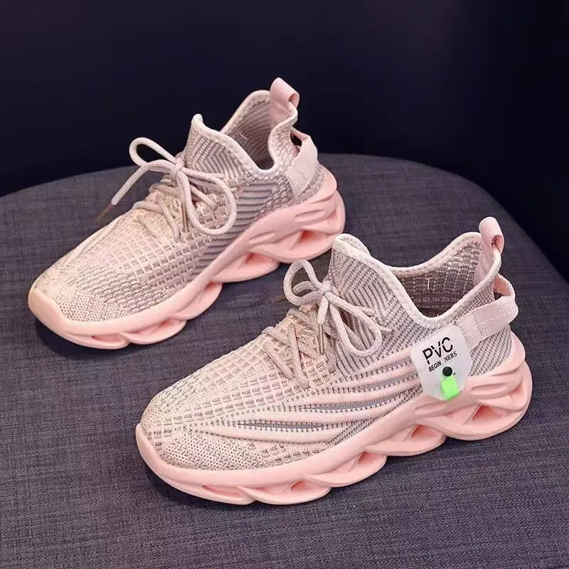 Boxed goods new ladies sneaker fashion running shoes fly woven mesh breathable casual shoes children's shoes - Image 3