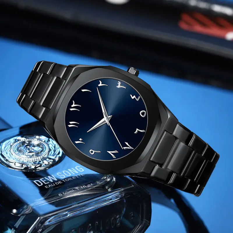 Men's All Black Arabic Dial Waterproof Watch - Image 23