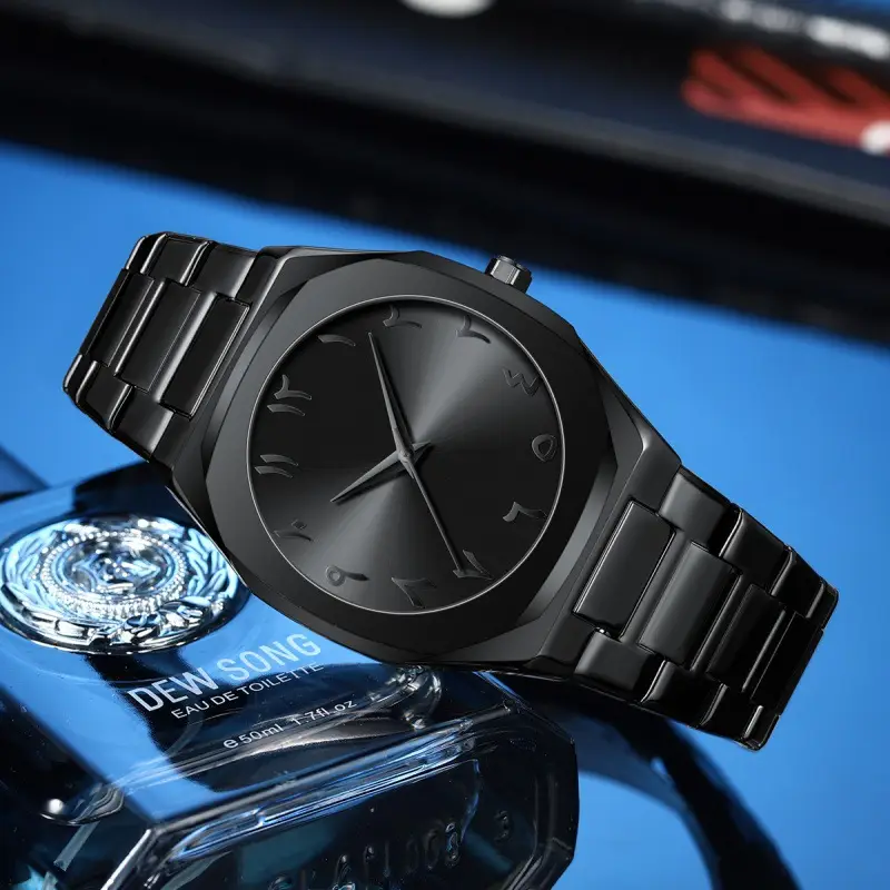 Men's All Black Arabic Dial Waterproof Watch — feature 4