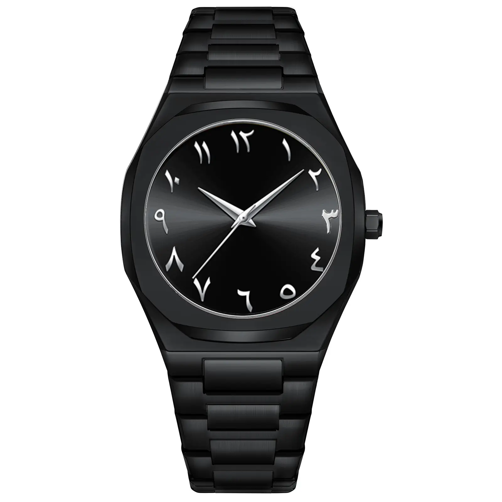 Men's All Black Arabic Dial Waterproof Watch - Image 2