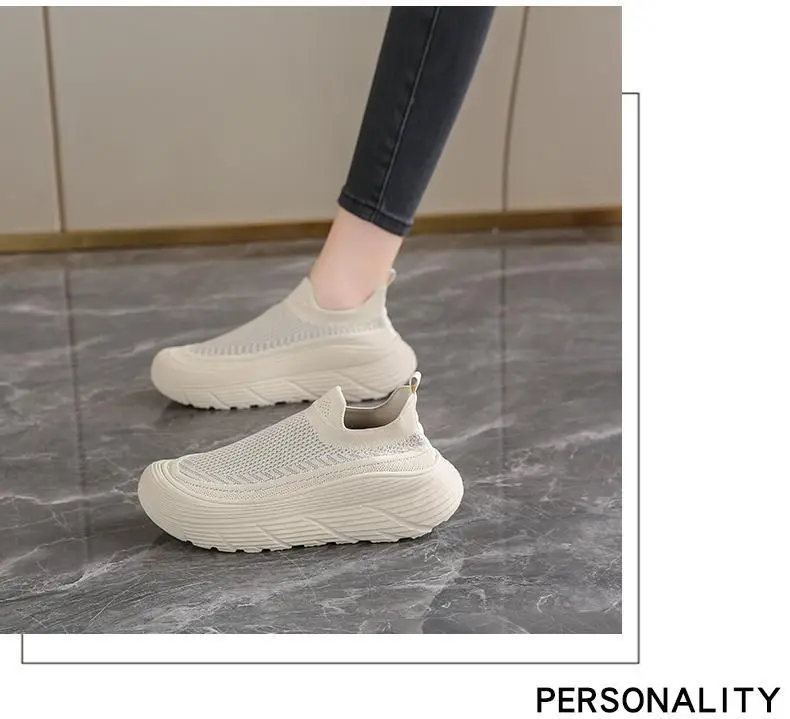 Women's 2025 New Summer Breathable and Versatile One-Leg Fly-Knit Mesh Sneakers with a Poop-Feeling Feel — feature 23
