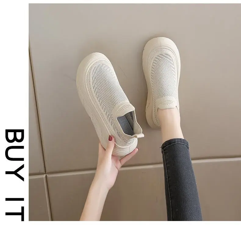 Women's 2025 New Summer Breathable and Versatile One-Leg Fly-Knit Mesh Sneakers with a Poop-Feeling Feel — feature 24