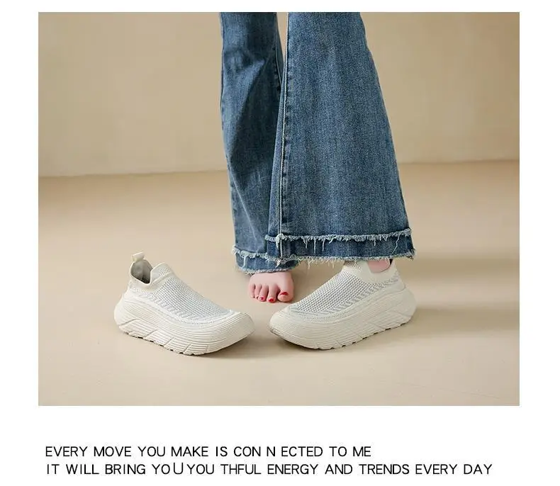 Women's 2025 New Summer Breathable and Versatile One-Leg Fly-Knit Mesh Sneakers with a Poop-Feeling Feel — feature 30