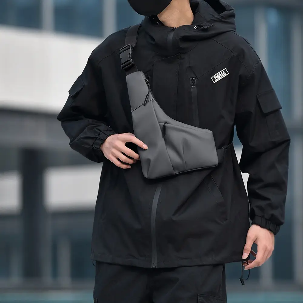 Black Triangle Crossbody Bag for Men - Image 5