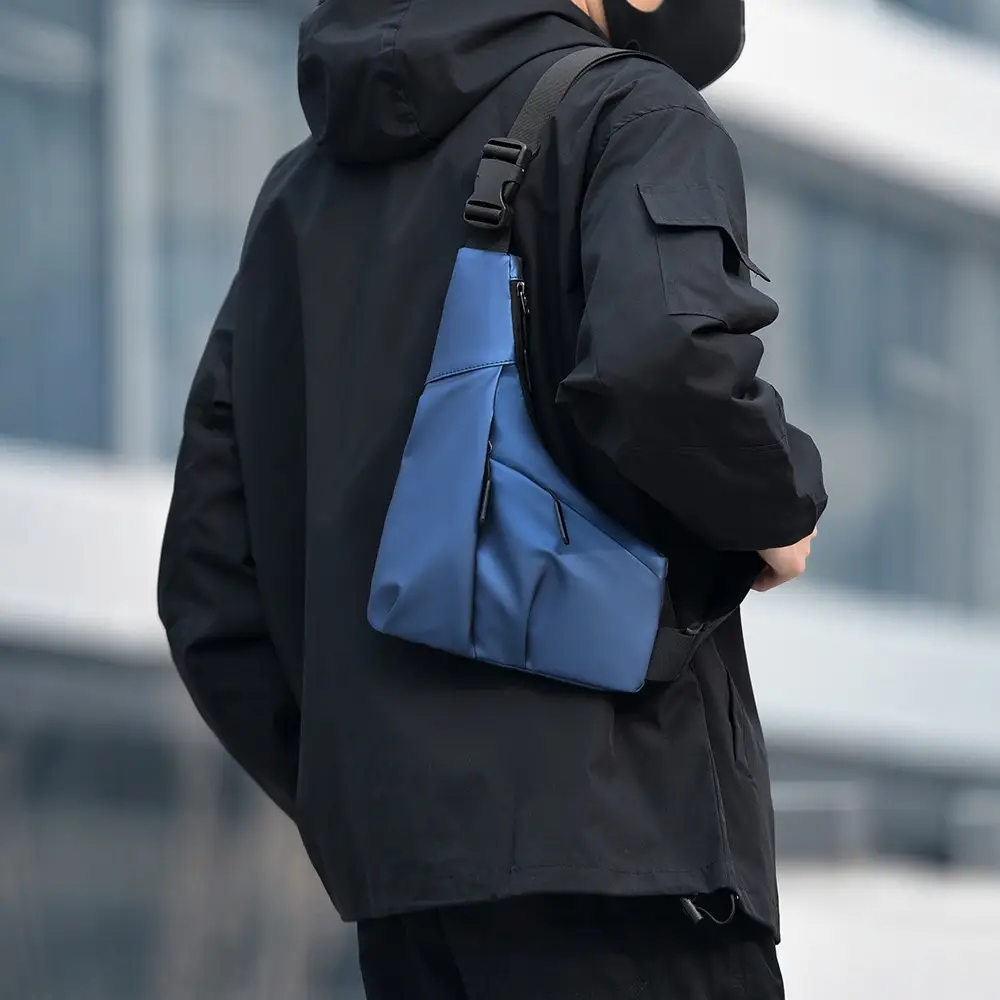 Black Triangle Crossbody Bag for Men - Image 6