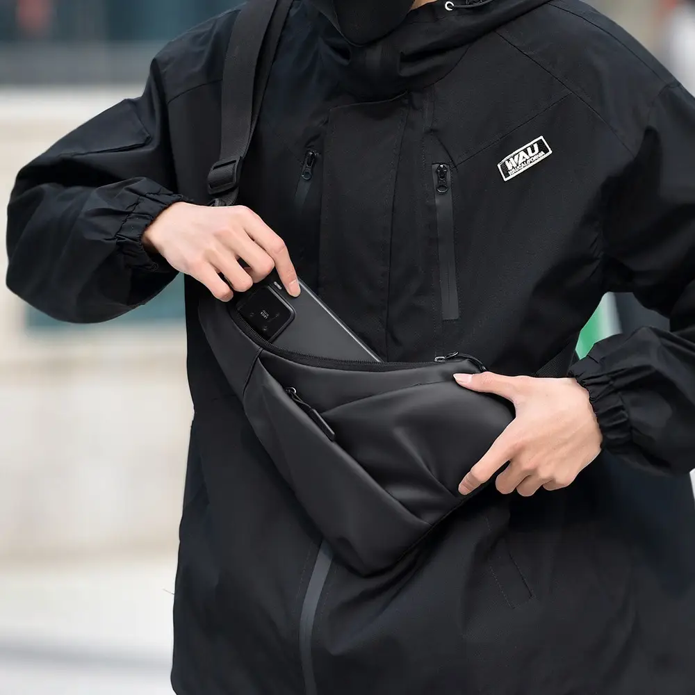 Black Triangle Crossbody Bag for Men - Image 7