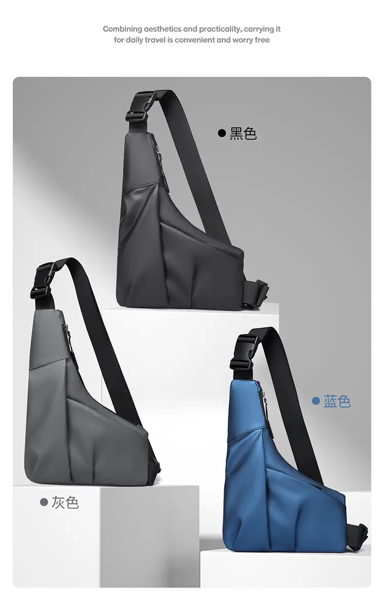 Black Triangle Crossbody Bag for Men — feature 3