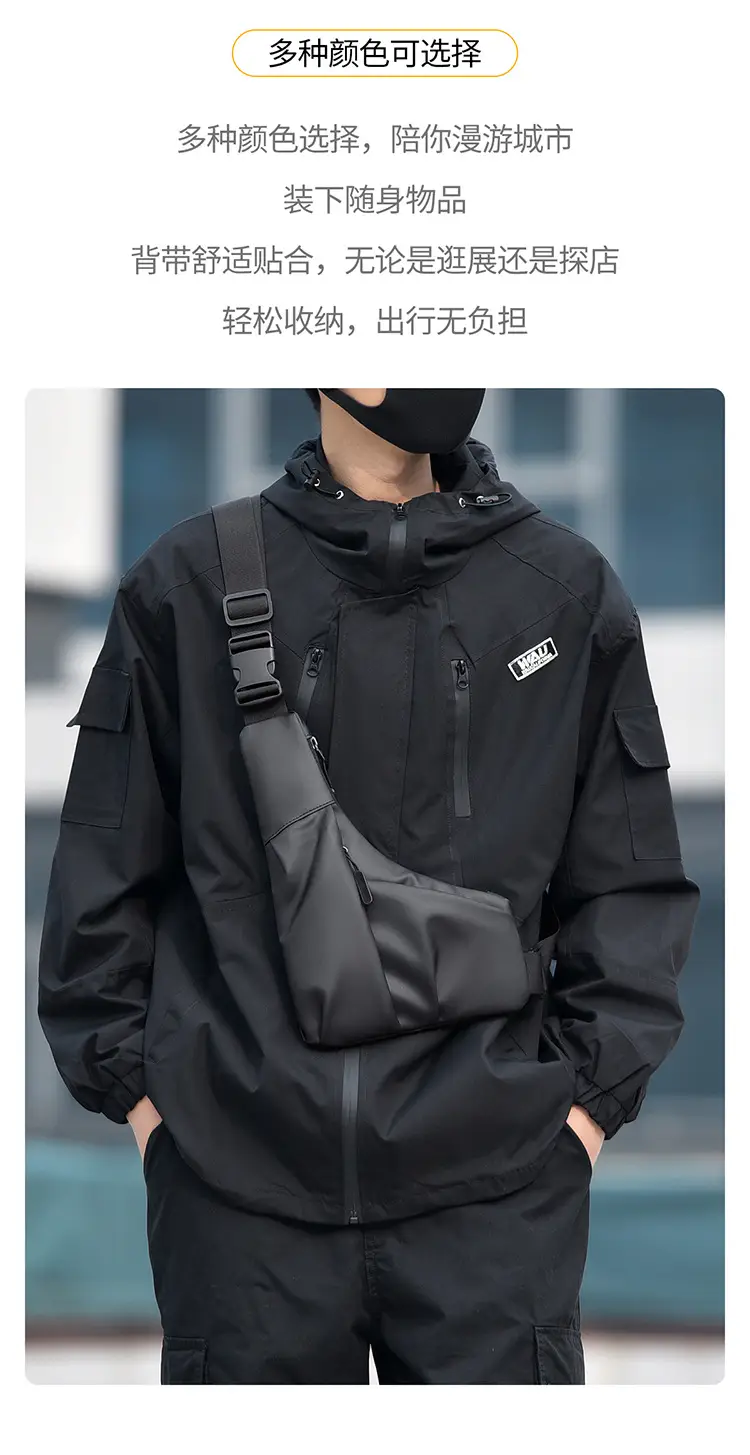 Black Triangle Crossbody Bag for Men — feature 4