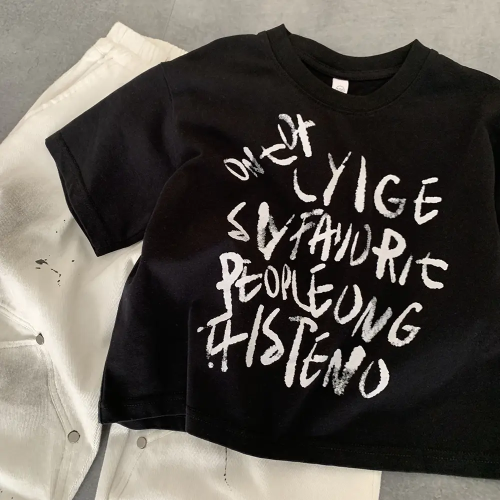 Children's Black Letter Crewneck T-Shirt Summer 2025 — feature 2