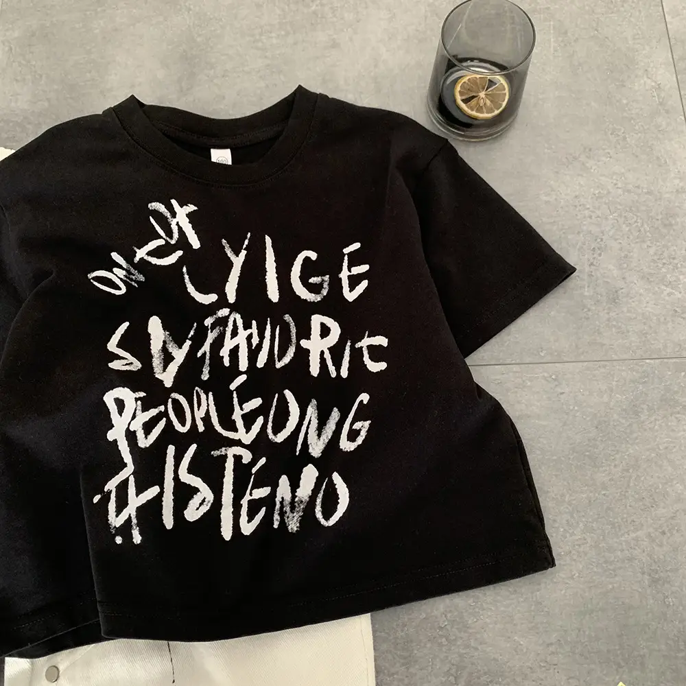 Children's Black Letter Crewneck T-Shirt Summer 2025 — feature 6