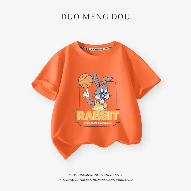 Boys Cotton T-Shirt Orange Summer Wear - Image 3
