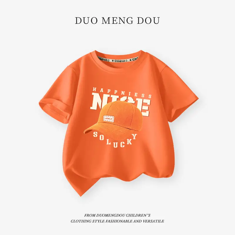 Boys Cotton T-Shirt Orange Summer Wear - Image 6