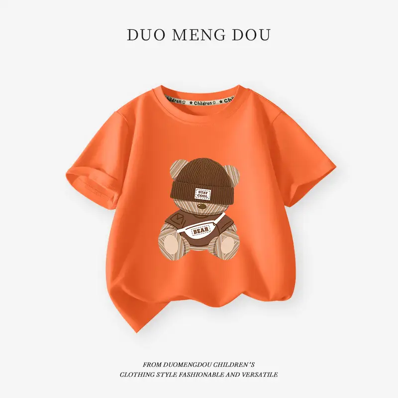 Boys Cotton T-Shirt Orange Summer Wear - Image 7