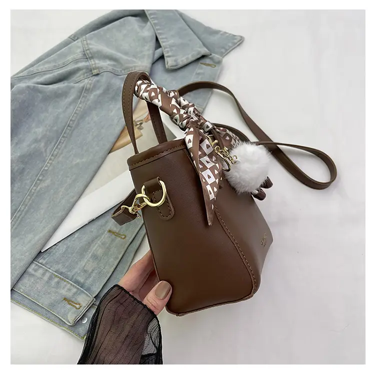 Women Black Contrasting Pom Pom Shoulder Bag — feature 26