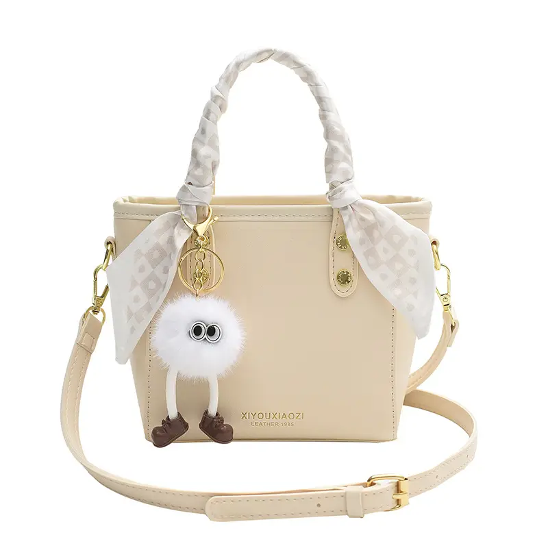 Women Black Contrasting Pom Pom Shoulder Bag - Image 2