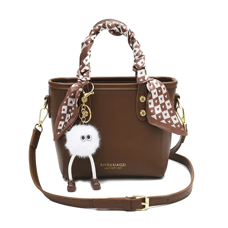 Women Black Contrasting Pom Pom Shoulder Bag - Image 5