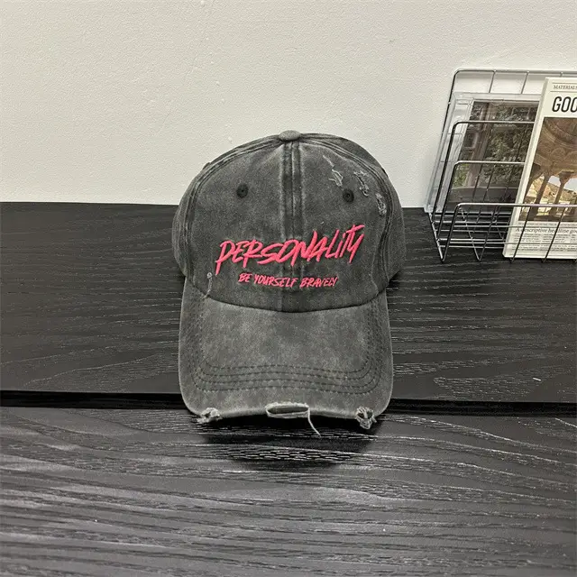 2025 Washed Denim Hole Baseball Cap Women's American-style Retro Face Small Cap Big Head All-match Hat - Image 9