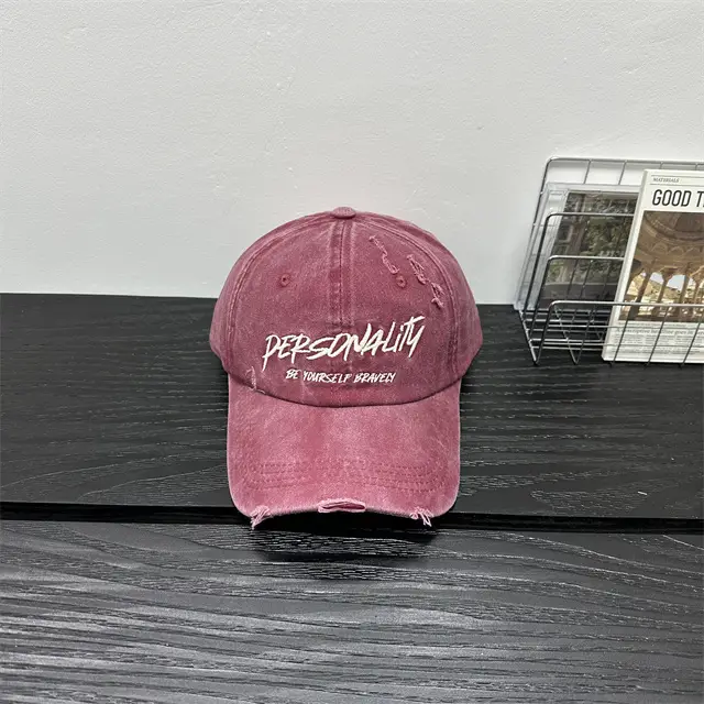2025 Washed Denim Hole Baseball Cap Women's American-style Retro Face Small Cap Big Head All-match Hat - Image 2