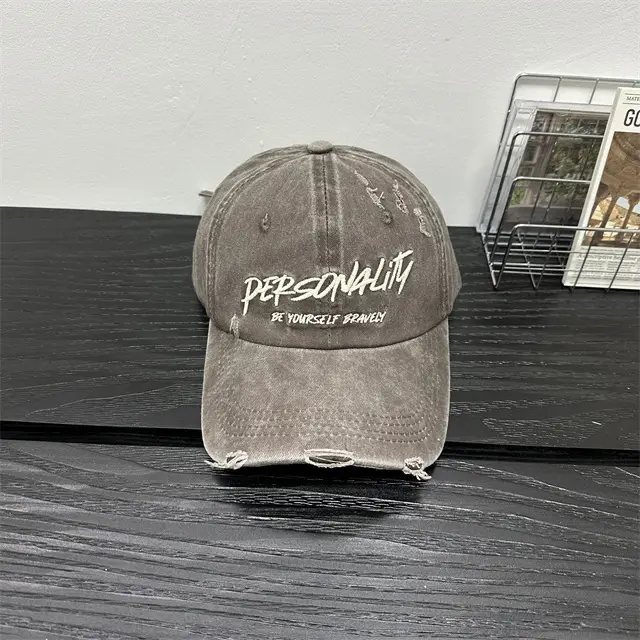 2025 Washed Denim Hole Baseball Cap Women's American-style Retro Face Small Cap Big Head All-match Hat - Image 5