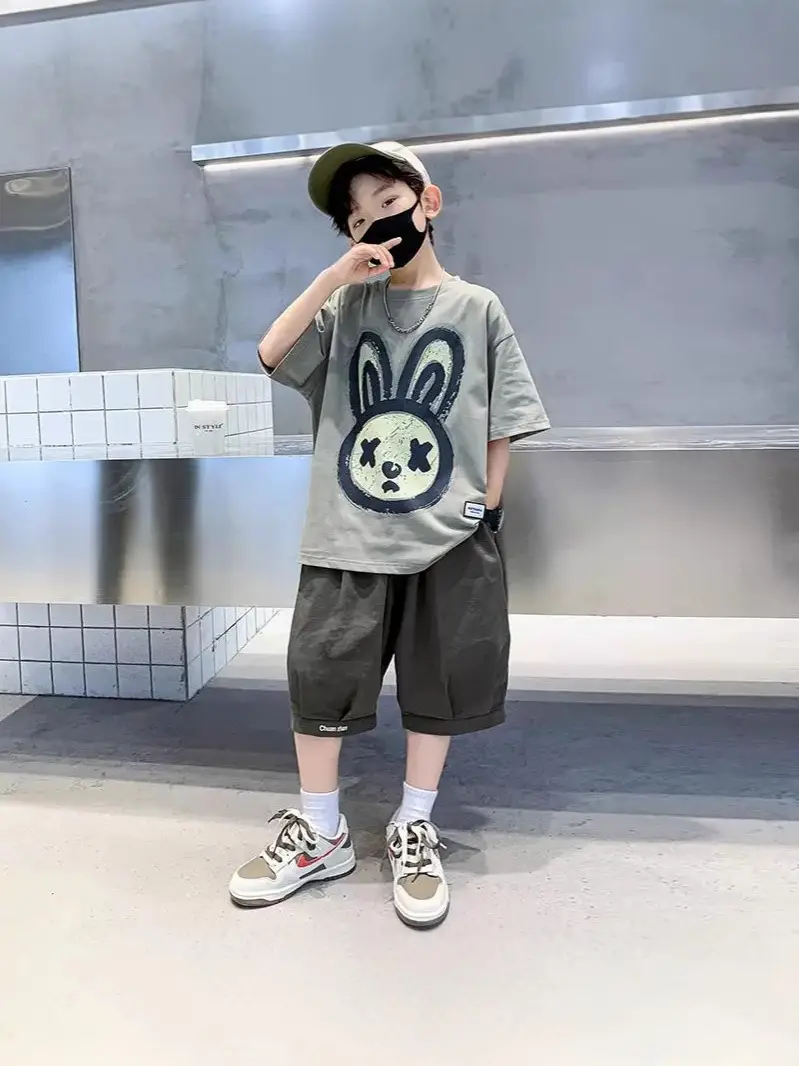 2025 Kids Bunny Print Short Sleeve T-Shirt Set - Image 2