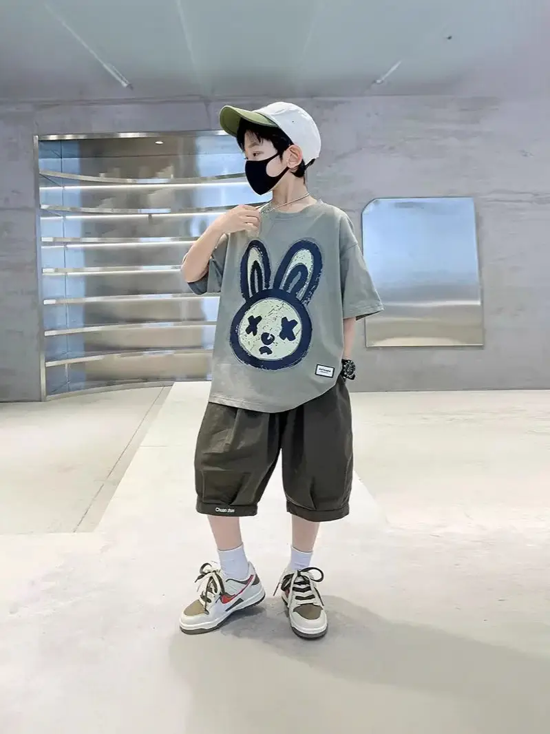 2025 Kids Bunny Print Short Sleeve T-Shirt Set - Image 3