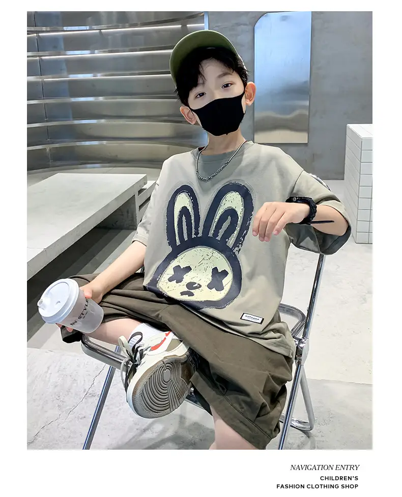 2025 Kids Bunny Print Short Sleeve T-Shirt Set — feature 10