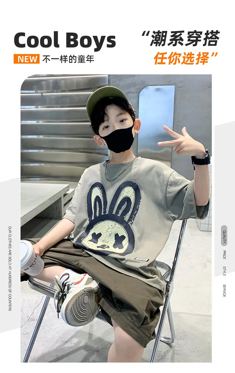 2025 Kids Bunny Print Short Sleeve T-Shirt Set — feature 2