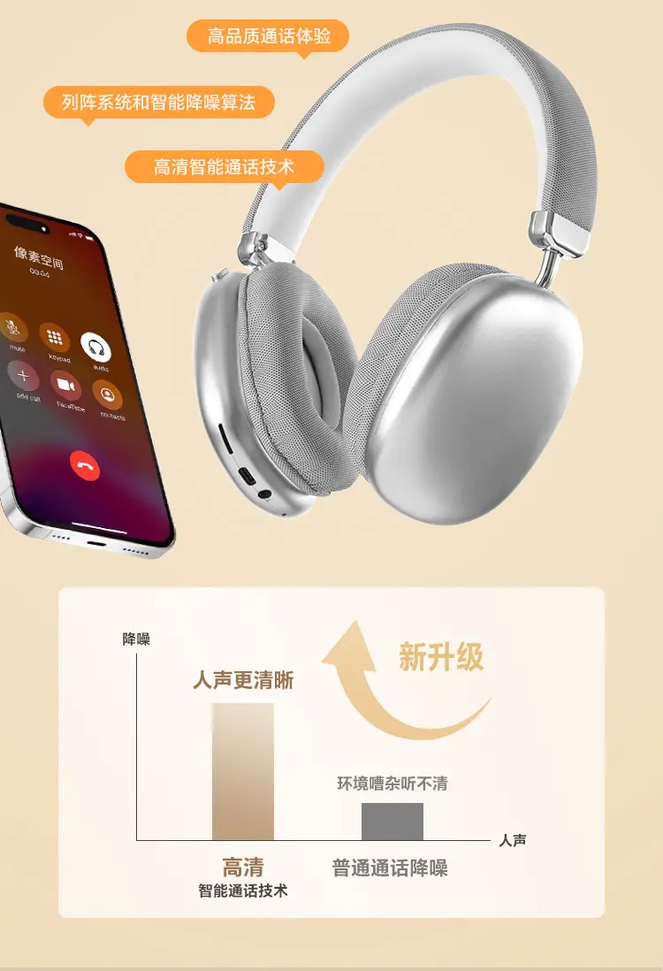 Te-X9 Wireless Bluetooth Headset Silver Heavy Bass Sports Mobile β feature 14
