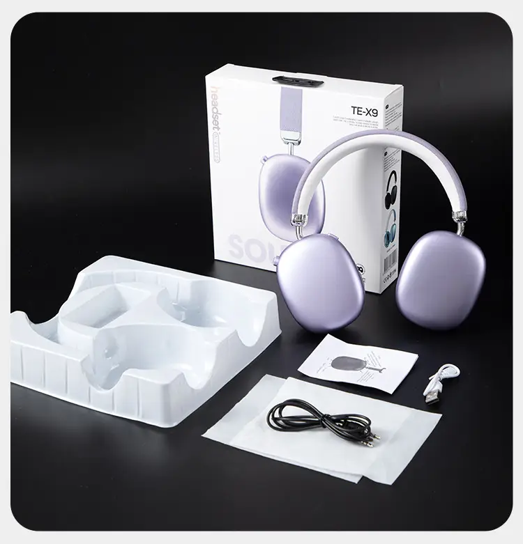 Te-X9 Wireless Bluetooth Headset Silver Heavy Bass Sports Mobile β feature 30