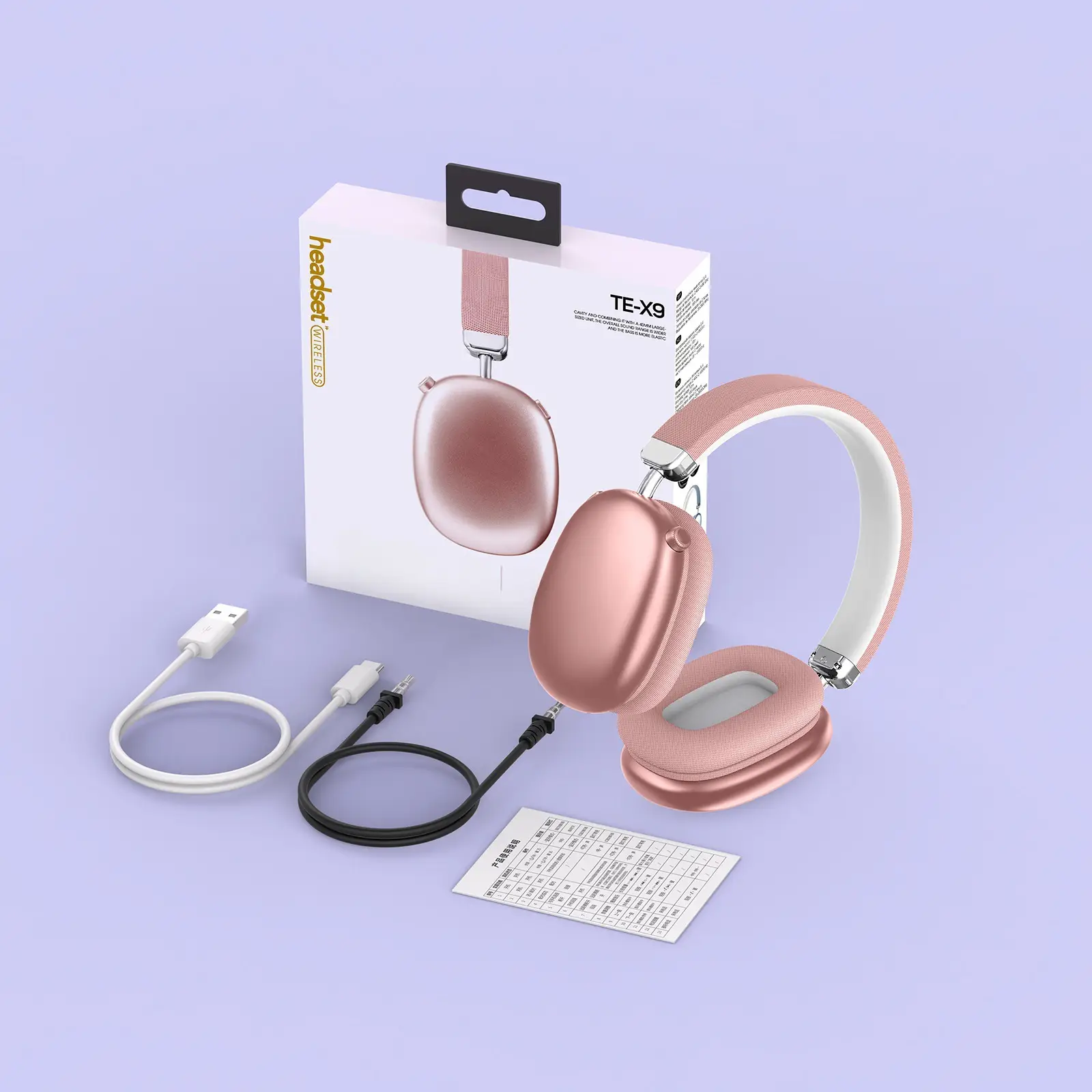 Te-X9 Wireless Bluetooth Headset Silver Heavy Bass Sports Mobile