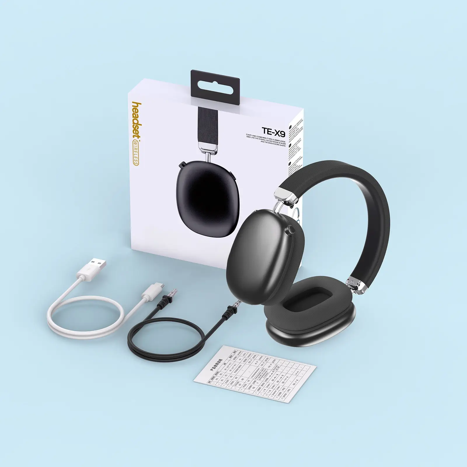 Te-X9 Wireless Bluetooth Headset Silver Heavy Bass Sports Mobile - Image 2