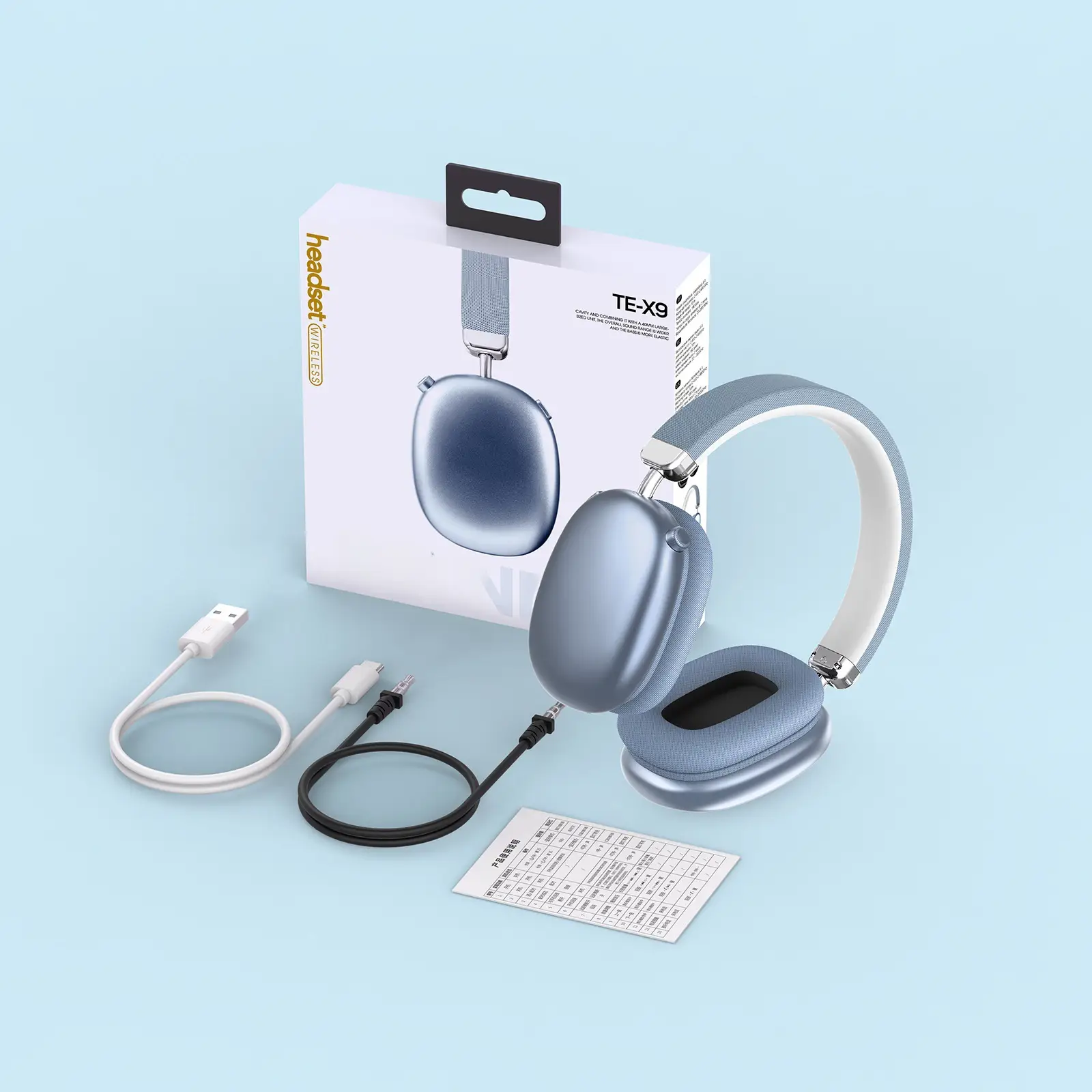 Te-X9 Wireless Bluetooth Headset Silver Heavy Bass Sports Mobile - Image 3