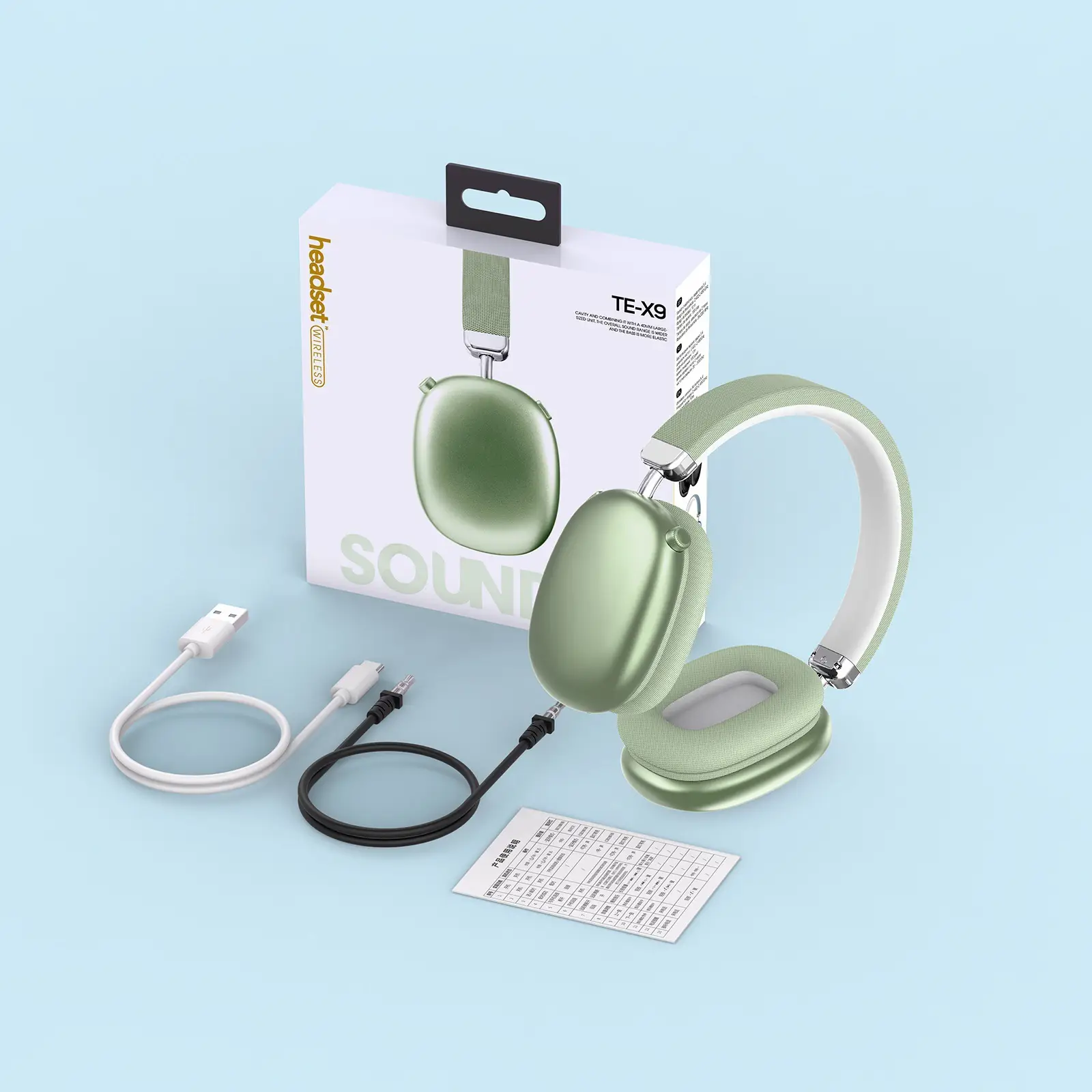Te-X9 Wireless Bluetooth Headset Silver Heavy Bass Sports Mobile - Image 4