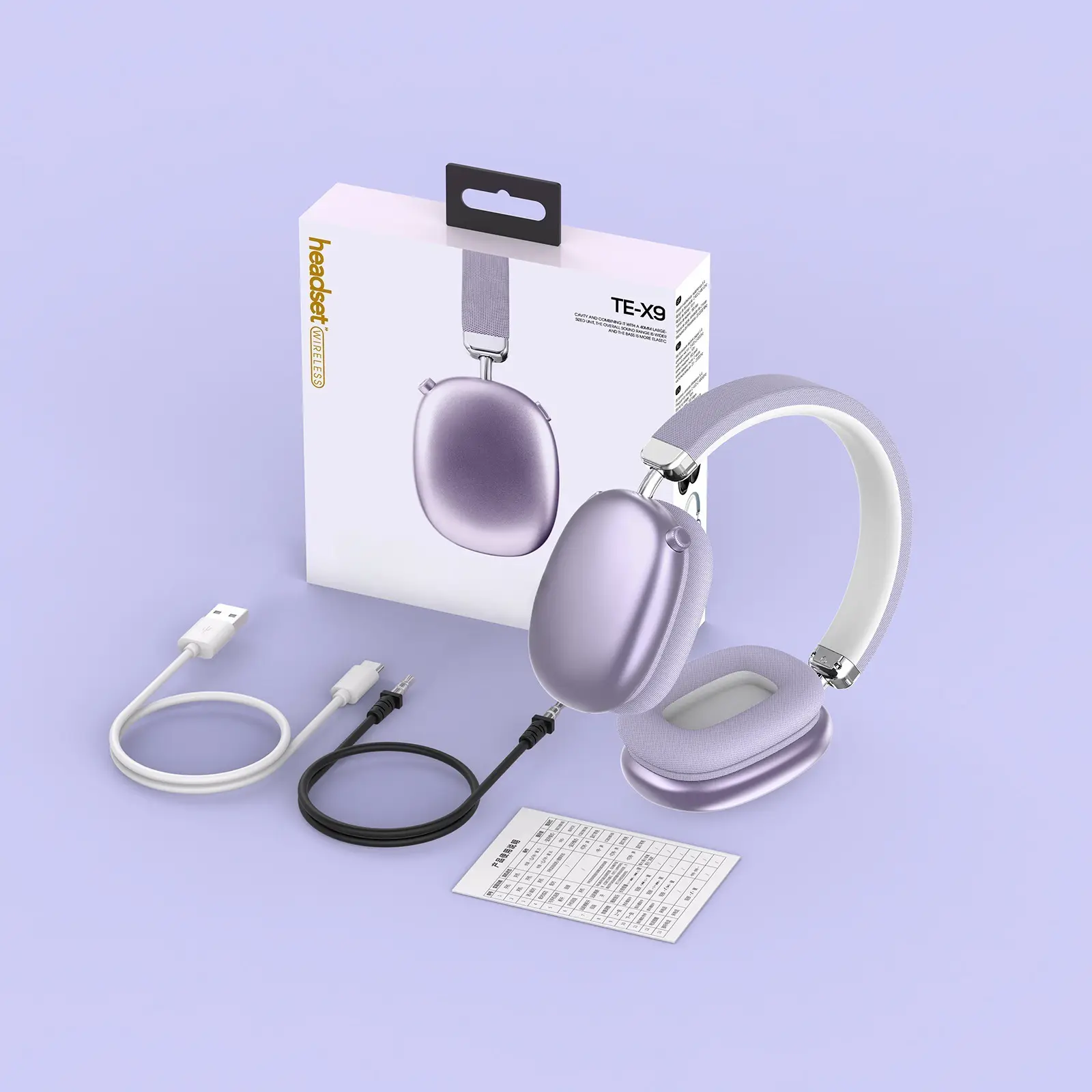 Te-X9 Wireless Bluetooth Headset Silver Heavy Bass Sports Mobile - Image 6
