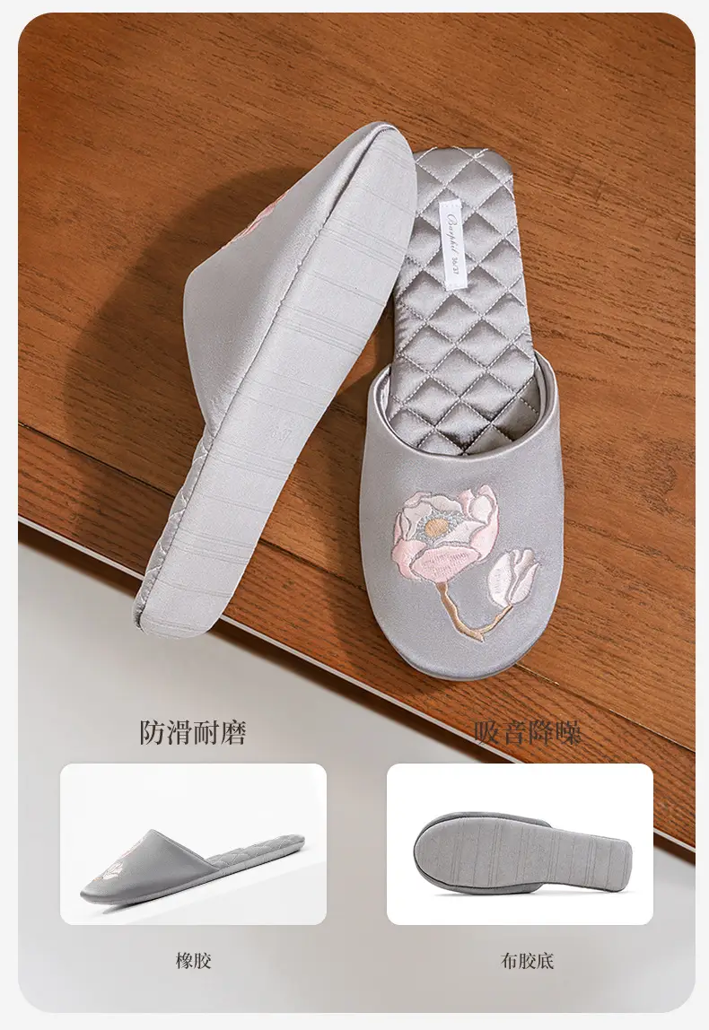 Barphil Embroidered Slippers for Women, Postpartum Shoes, Autumn and Winter Indoor Home Non-Slip Silent Closed-Toe New Chinese Style Cotton Slippers — feature 12