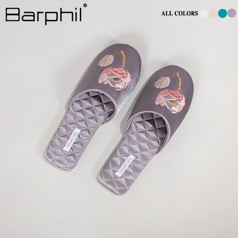 Barphil Embroidered Slippers for Women, Postpartum Shoes, Autumn and Winter Indoor Home Non-Slip Silent Closed-Toe New Chinese Style Cotton Slippers - Image 2